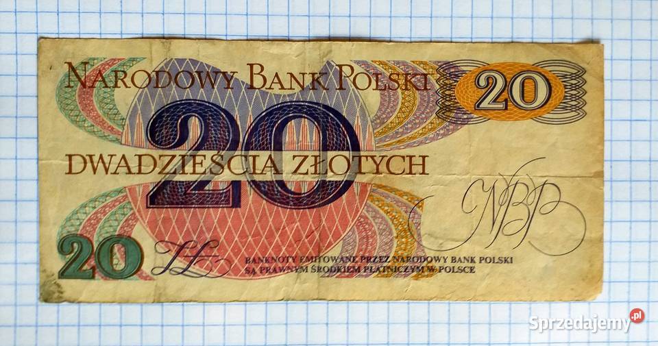 BANKNOT 20 ZŁOTYCH 1982 SERIA AF 0384429 Piszczac