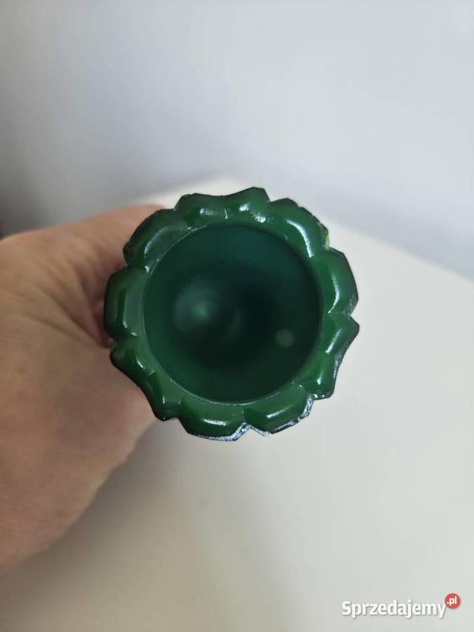 Wazonik szkło malachitowe vintage