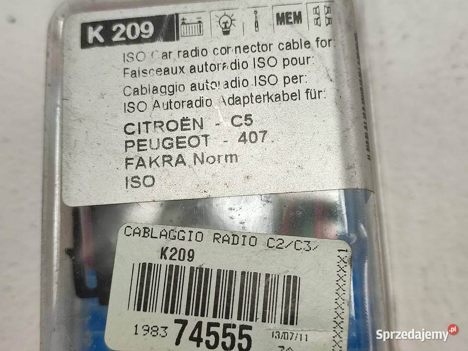 ADAPTER KOSTKA ISO RADIA CITROEN C5 PEUGEOT 407