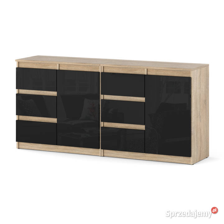 Komoda Z Szufladami 160 Sonoma Czarny Połysk 35cm warmińsko-mazurskie Elbląg