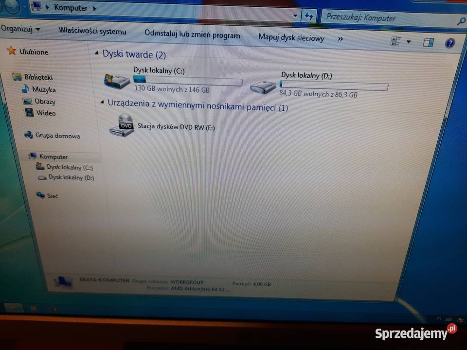Komputer stacjonarny z monitorem Wifido nauki pomorskie Czarna Woda sprzedam