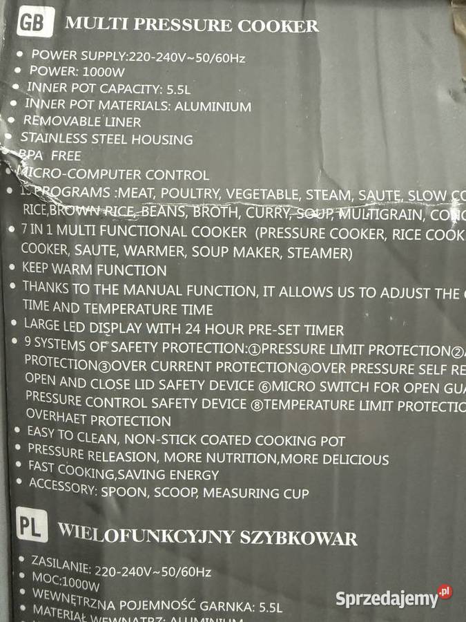 Szybkowar wielofunkcyjny 1000W 55L Warszawa