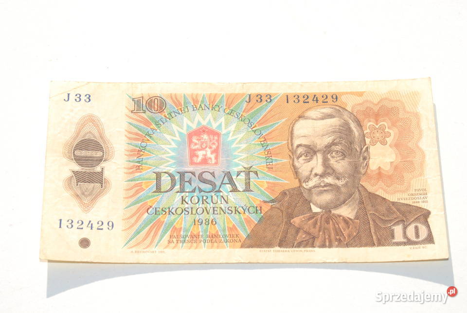 Stary banknot 10 koron Czechosłowacja 1986 antyk Cieszyn