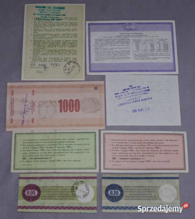 Zestaw bonów z PRL Numizmatyka Płock