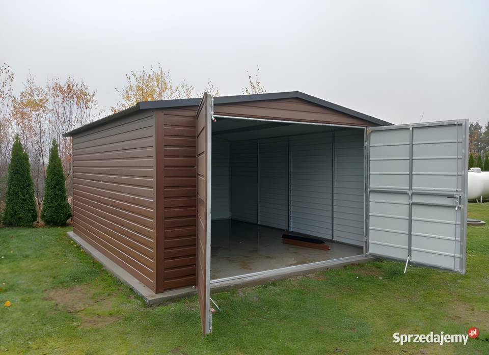 Garaż blaszany dwuspadowy 35x4m drewnopodobny Pabianice