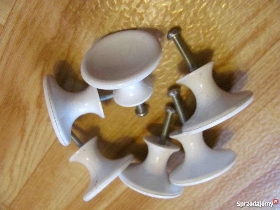 rączki uchwyty do szafek białe okrągłe