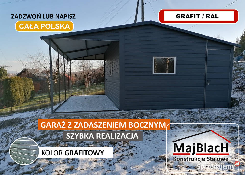 Mały Grafitowy Garaż Blaszany Schowek Ogrodowy samodzielny Jasło