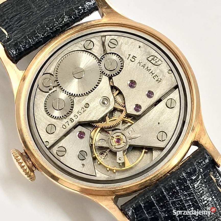 Pobieda złoto 14K 585 mechaniczny 15 kamieni Warszawa