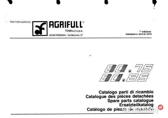 Agrifull 8075 8085 8066 8070 8056 katalog cześci Kultura i Rozrywka Kielce sprzedam