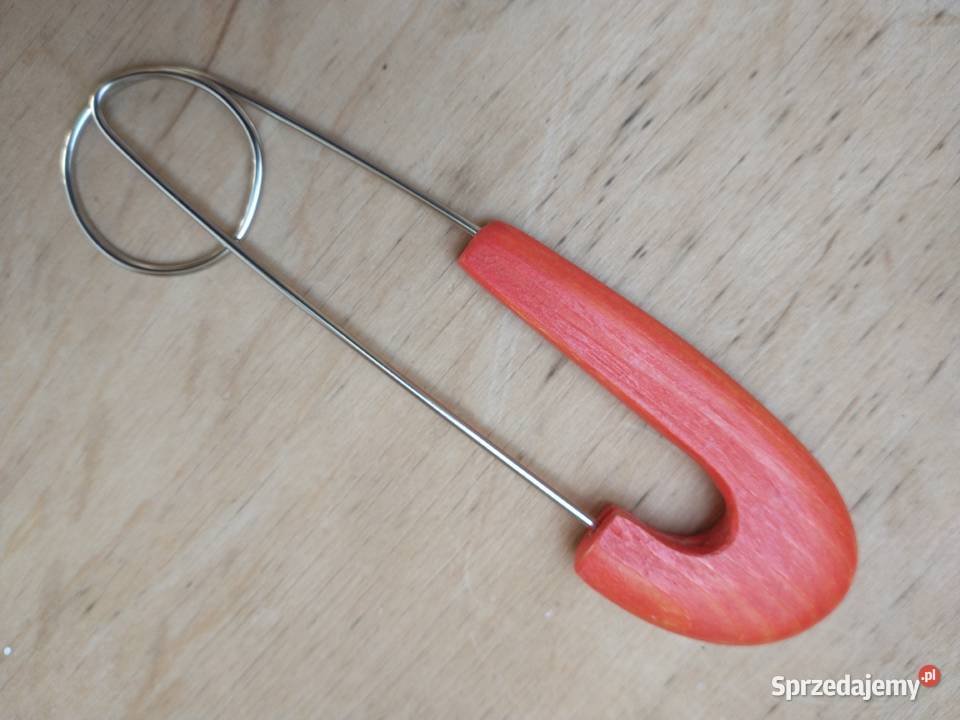 Czerwona agrafka drewno do szala rękodzieło Łódź