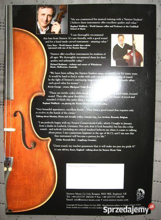 Stentor Orchestral Stringed Instruments Catalog