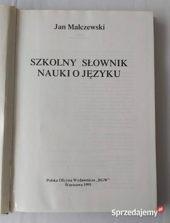 SZKOLNY SŁOWNIK NAUKI O JĘZYKU Jan Malczewski Hajnówka