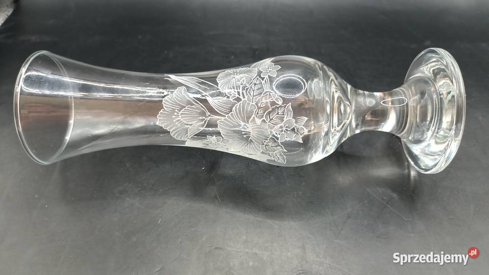 Wazon szklany smukły szkło trawione Zamość sprzedam