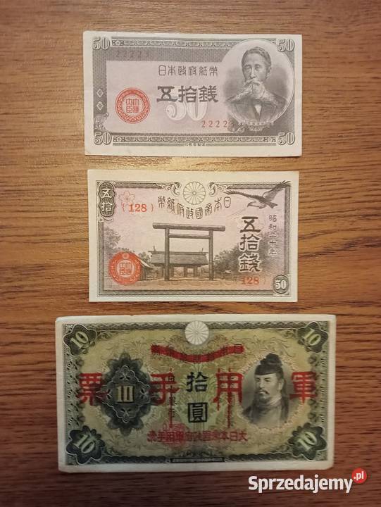 Banknoty Japonia 3 sztuki sprzedam