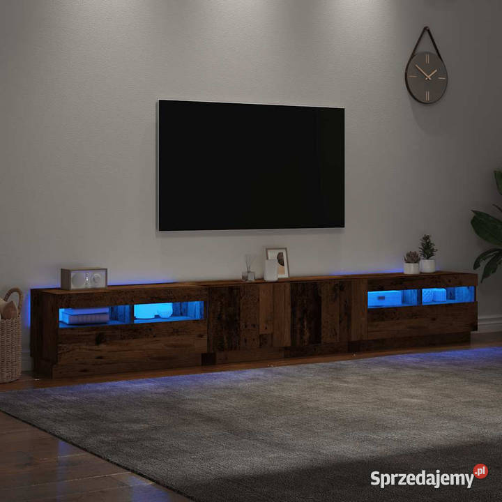 Szafka pod TV z oświetleniem LED stare drewno Warszawa sprzedam