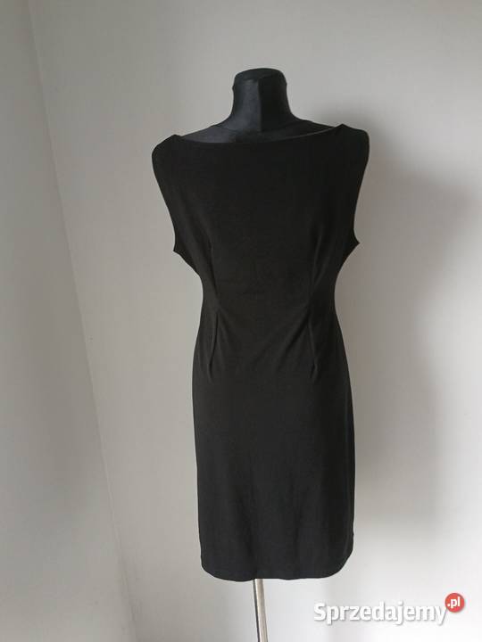 Tweedowa Sukienka czarna z brązowym bez rękawów Krosno