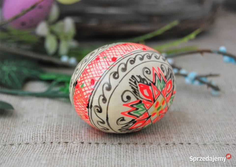 Stara pisanka drewniana malowana Ukraina 58 Lublin