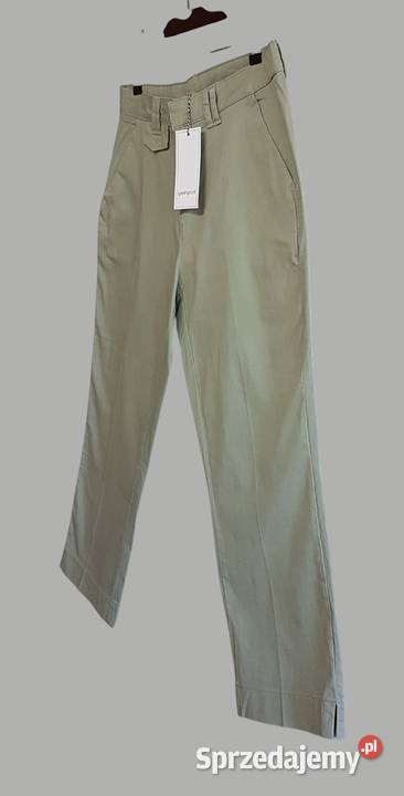 Damskie oliwkowe bawełniane spodnie proste Chrzanów sprzedam