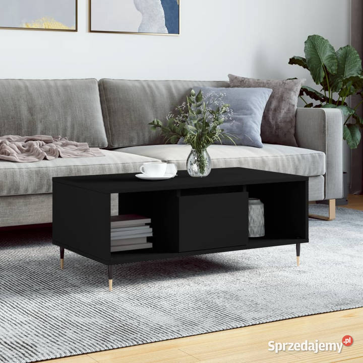 Stolik kawowy czarny 90x50x365 materiał Warszawa