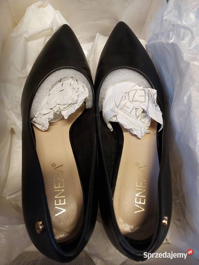 Venezja buty czółenka czarne skóra naturalna 38 Olkusz