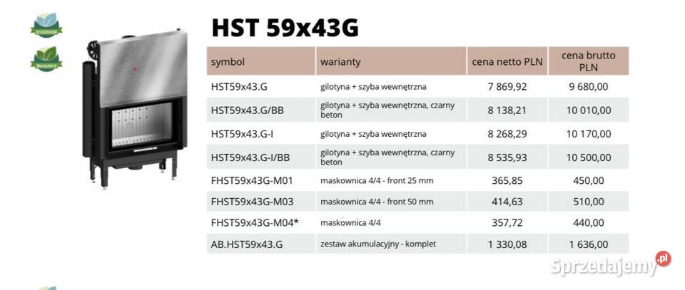 HITZE HST 5943G Wkład kominkowy Klasa