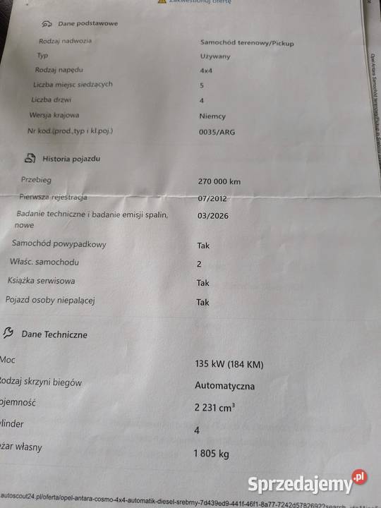 Kompletny Opel Antara 22 CDTI stłuczce do diesel Dzierżoniów