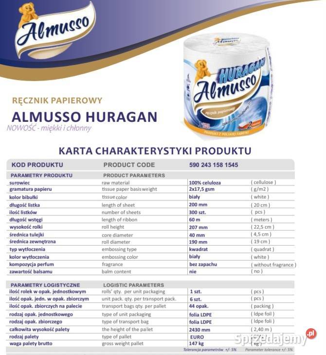 reczniki papierowe almusso Huragan mięciutki Chlewiska