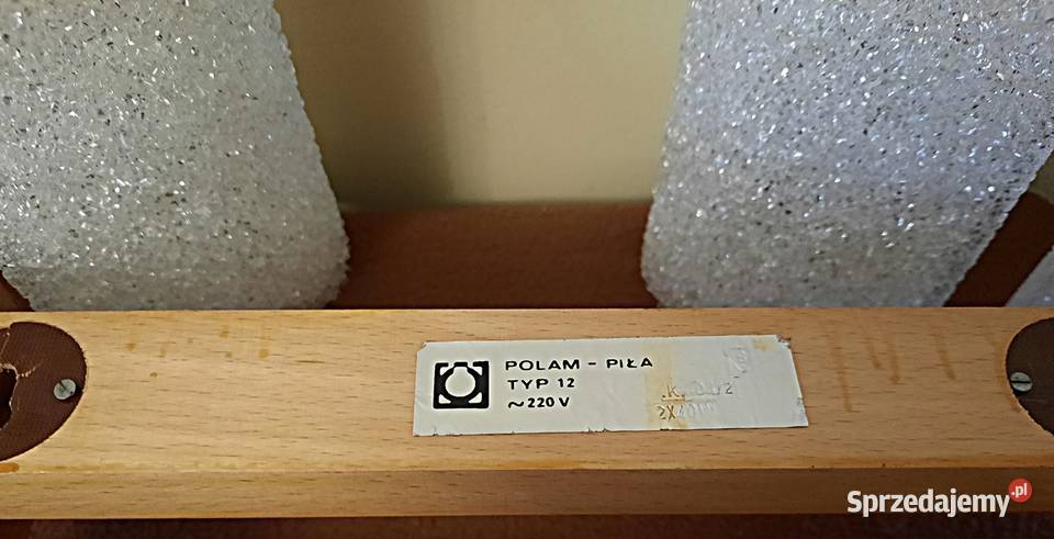 Kinkiet 2 x E 14 typ 12 Polam Piła z lat PRL wielkopolskie