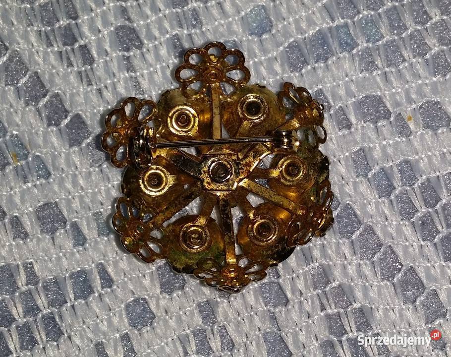 Angielska stara broszka kwiatuszek Ochojno