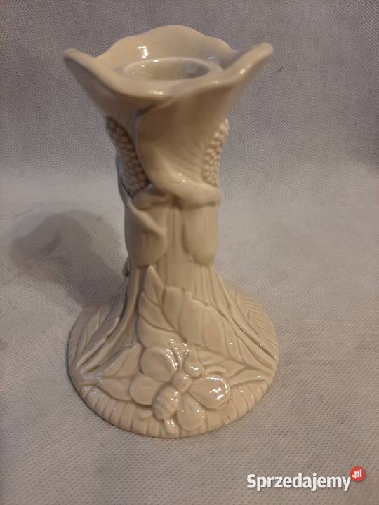 Świecznik porcelanowy w kolorze kremowym łąka 3D kujawsko-pomorskie