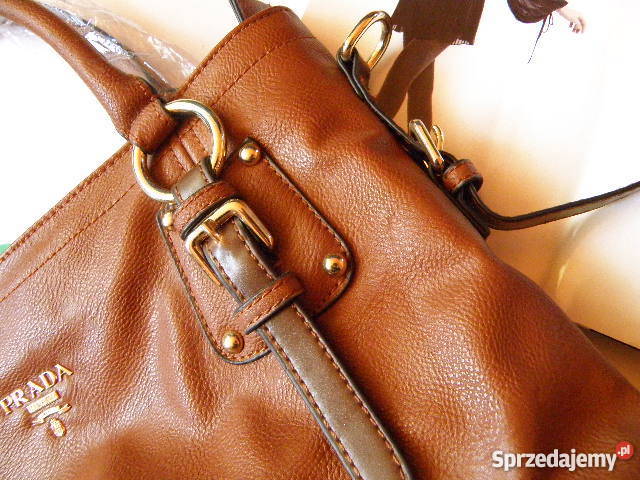 PRADA MILANO TORBA LISTONOSZKA ZŁOTE LOGO CAMEL Torby i torebki Zgierz sprzedam