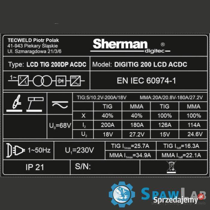 Sherman DIGITIG 200 LCD ACDC Krotoszyn sprzedam