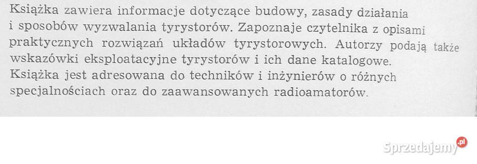 T Tyrystory i ich zastosowanie Rajchert Sitnik technika, nauki techniczne Warszawa
