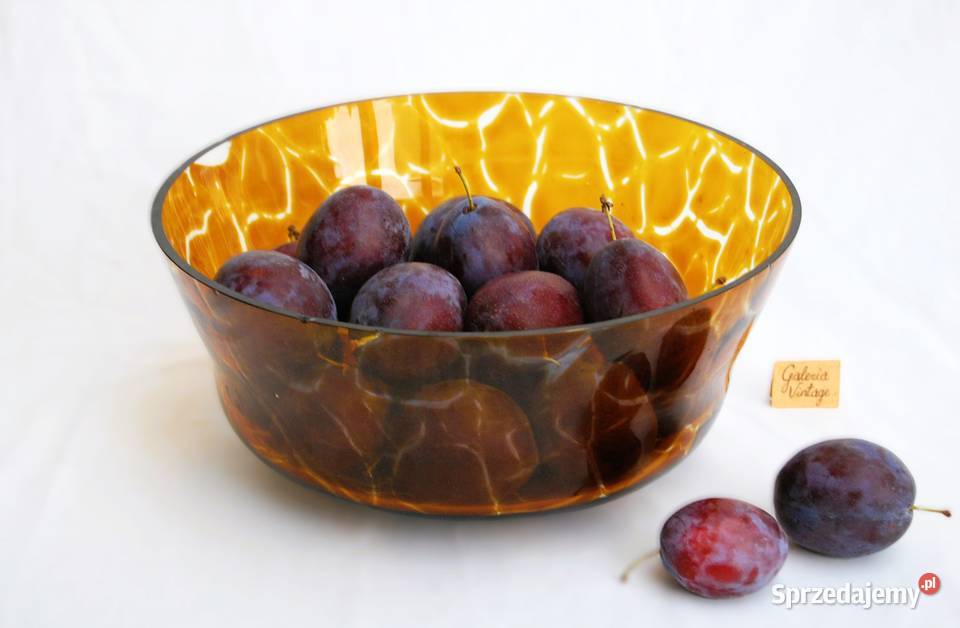 Misa miska miodowe szkło żółe polskie szkło PRL lubelskie Lublin