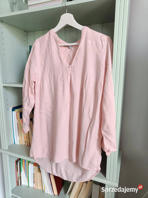 Wiskozowa pudrowa koszula Papaya r 38 M oversize Paski