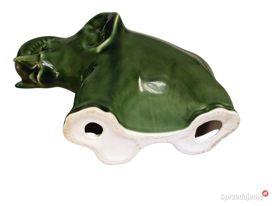 Stara figurka słonia słoń porcelana zielony śląskie Cieszyn