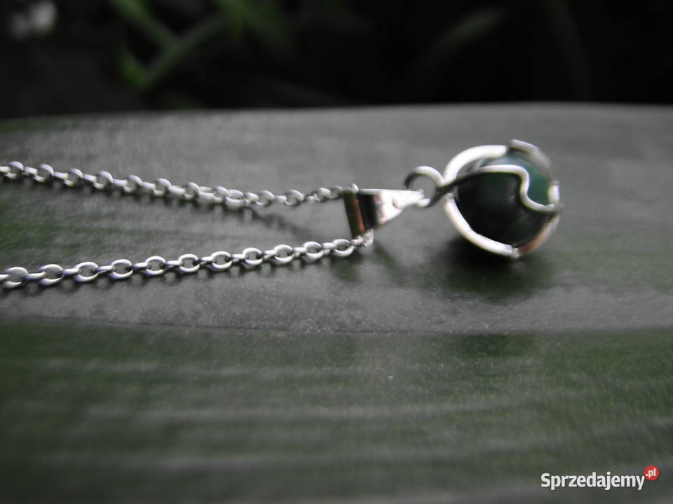 Naszyjnik srebro i zielony jadeit Warszawa sprzedam