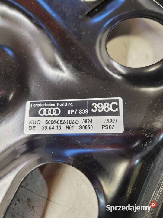 MECHANIZM SZYBY PRAWY TYŁ AUDI A3 CABRIO Przystajń