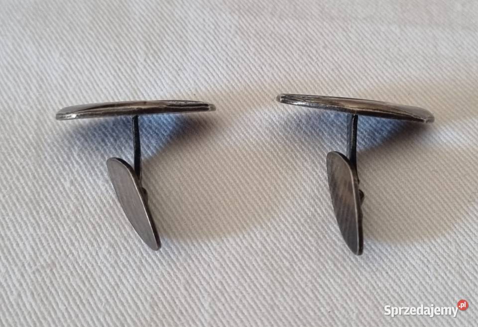 Srebrne spinki do mankietów vintage PRL Warszawa