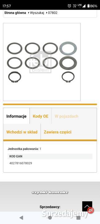 Zestaw naprawczy hamulca bębnowego 07802 SAUER ciężarowe Bielsko-Biała