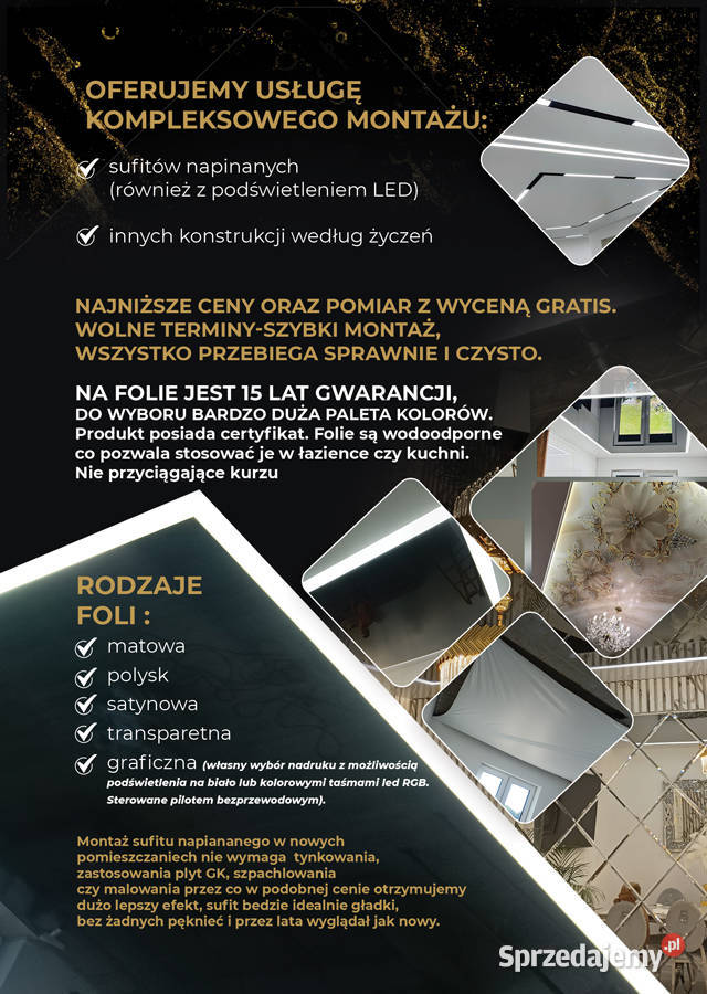 Sufity napinane z gwarancją 15letnią