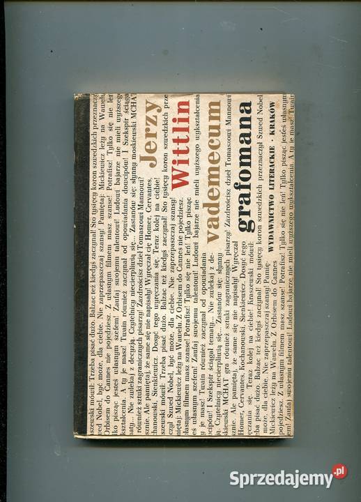 Vademecum grafomana Wittlin Rok wydania 1965 Pozostałe