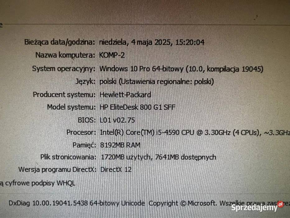 Komputer HP SFF i5 4590 8gb ram SSD licencja WIN Łańcut