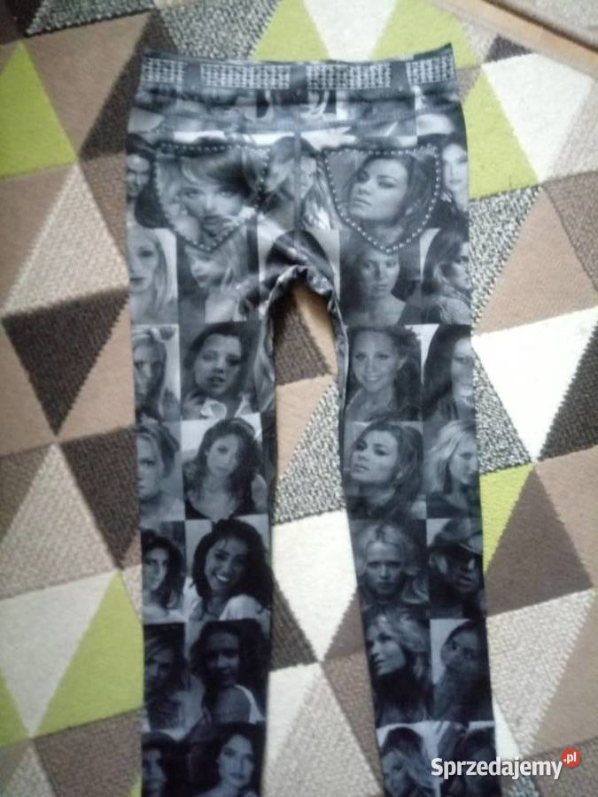 Nowe legginsy bezszwowe z twarzami czarny Chrzanów
