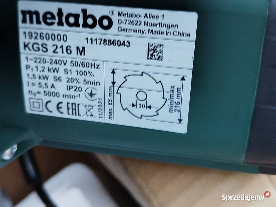 Metabo ukośnica z posuwem piła 1200W 216 mm