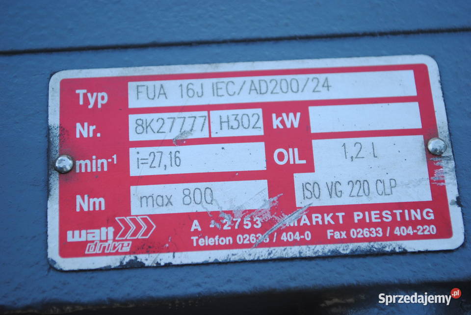 Motoreduktor 15kw 53obrmin Kargowa