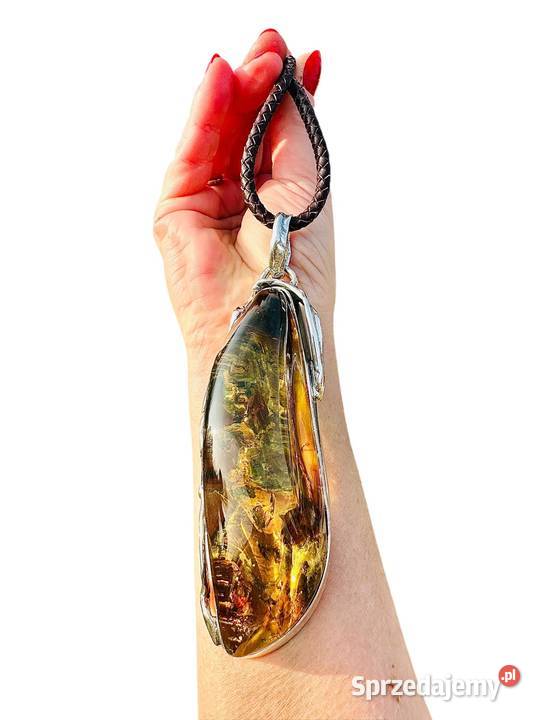 Okazały wisior srebro 925 bursztyn bałtycki srebro Pomlewo sprzedam