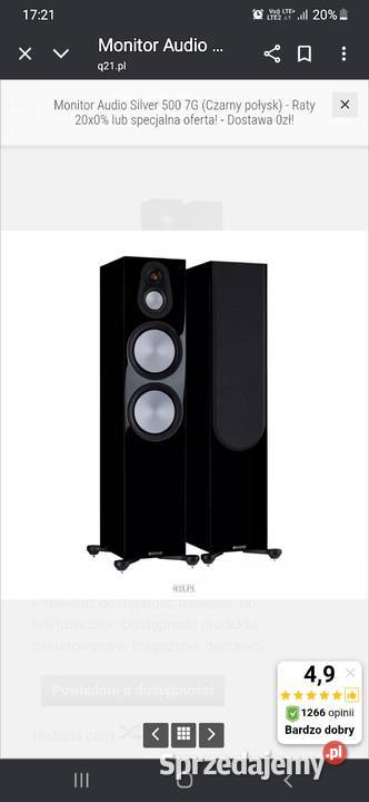 Kolumny Monitor Audio Siver 500 nowe Łódź