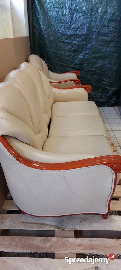 Sofa z funkcją spania plus fotel skóra Sofy i kanapy