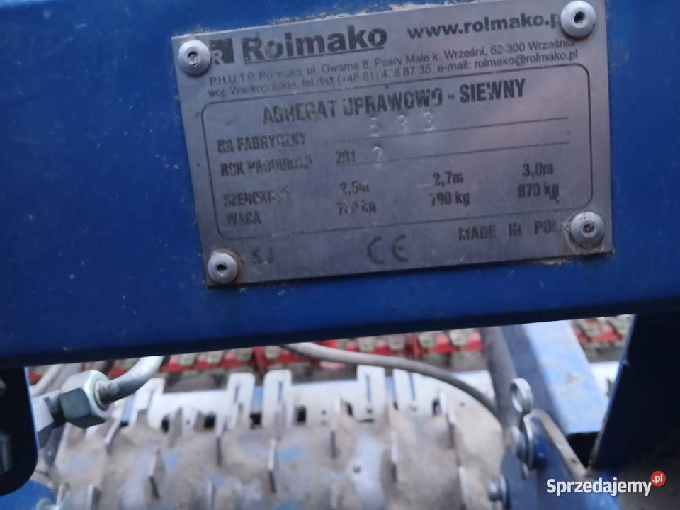 Zestaw uprawowo siewny unia rolmako Kościan